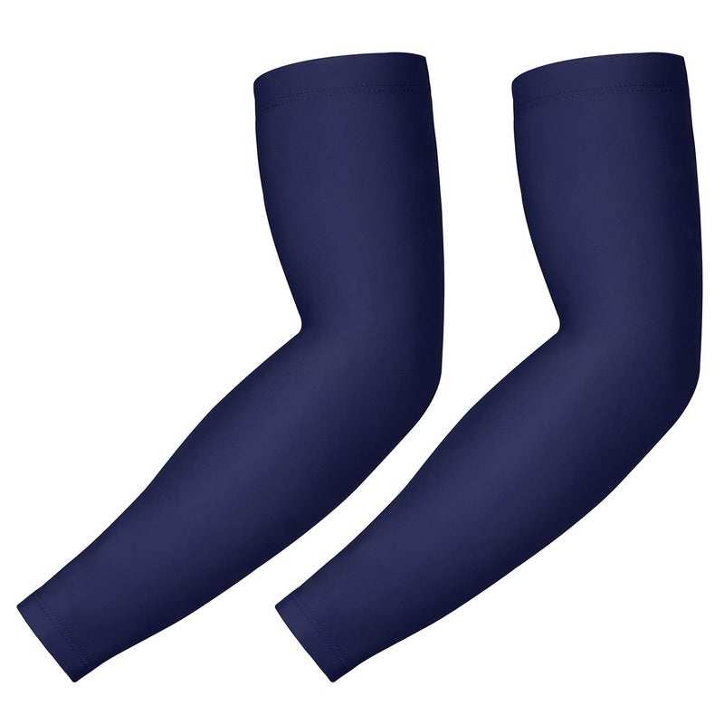 HDE Arm Sleeves for Men Women, Compression Sleeve Arm UV Protection Basketball Baseball Football Navy Blue - L - Image 2